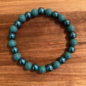 Handmade Teal Glass Beaded Bracelet